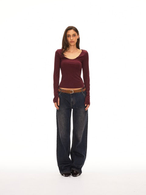 Pebble Wash Low-Rise Jeans