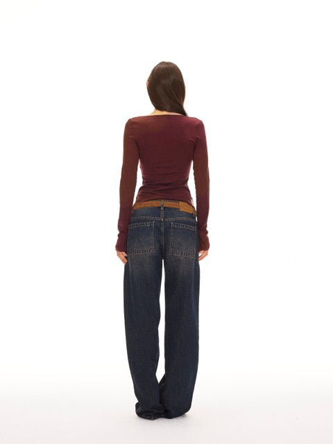 Pebble Wash Low-Rise Jeans