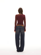 Pebble Wash Low-Rise Jeans